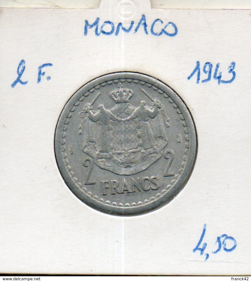 Monaco. 2 Francs (1943) - 1922-1949 Louis II