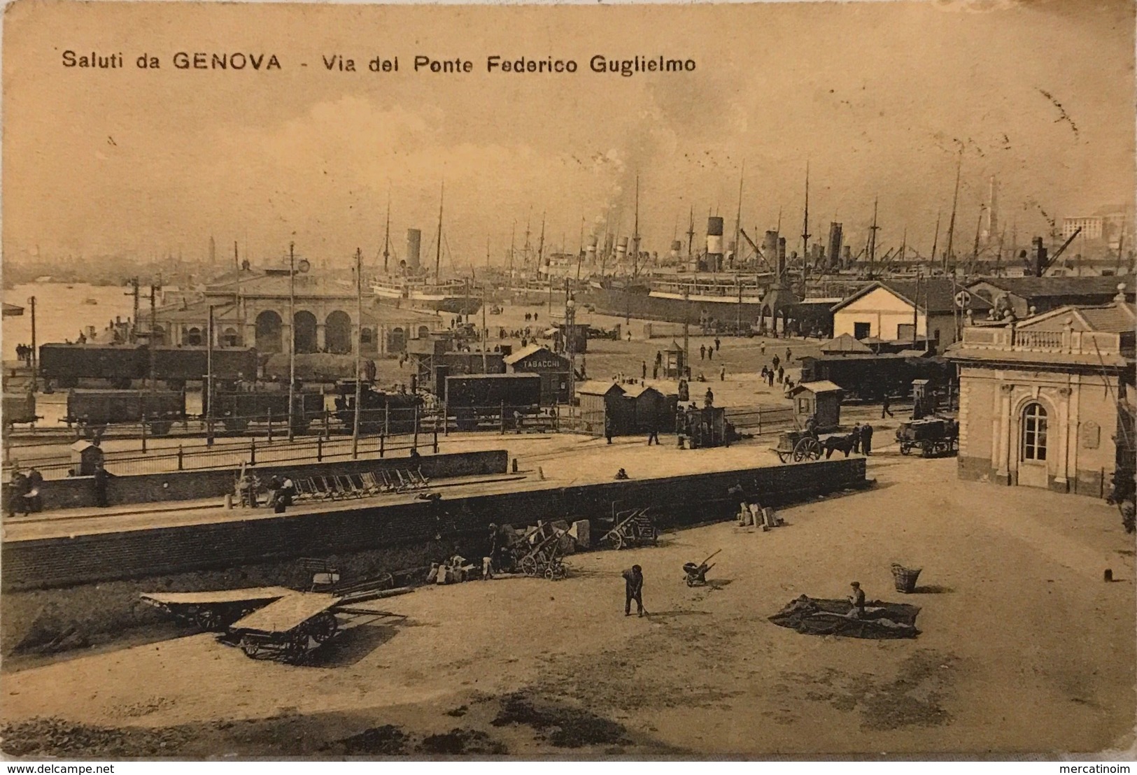 Saluti Da Genova Via Del Ponte Federico Guglielmo Viaggiata 1911 - Genova (Genua)