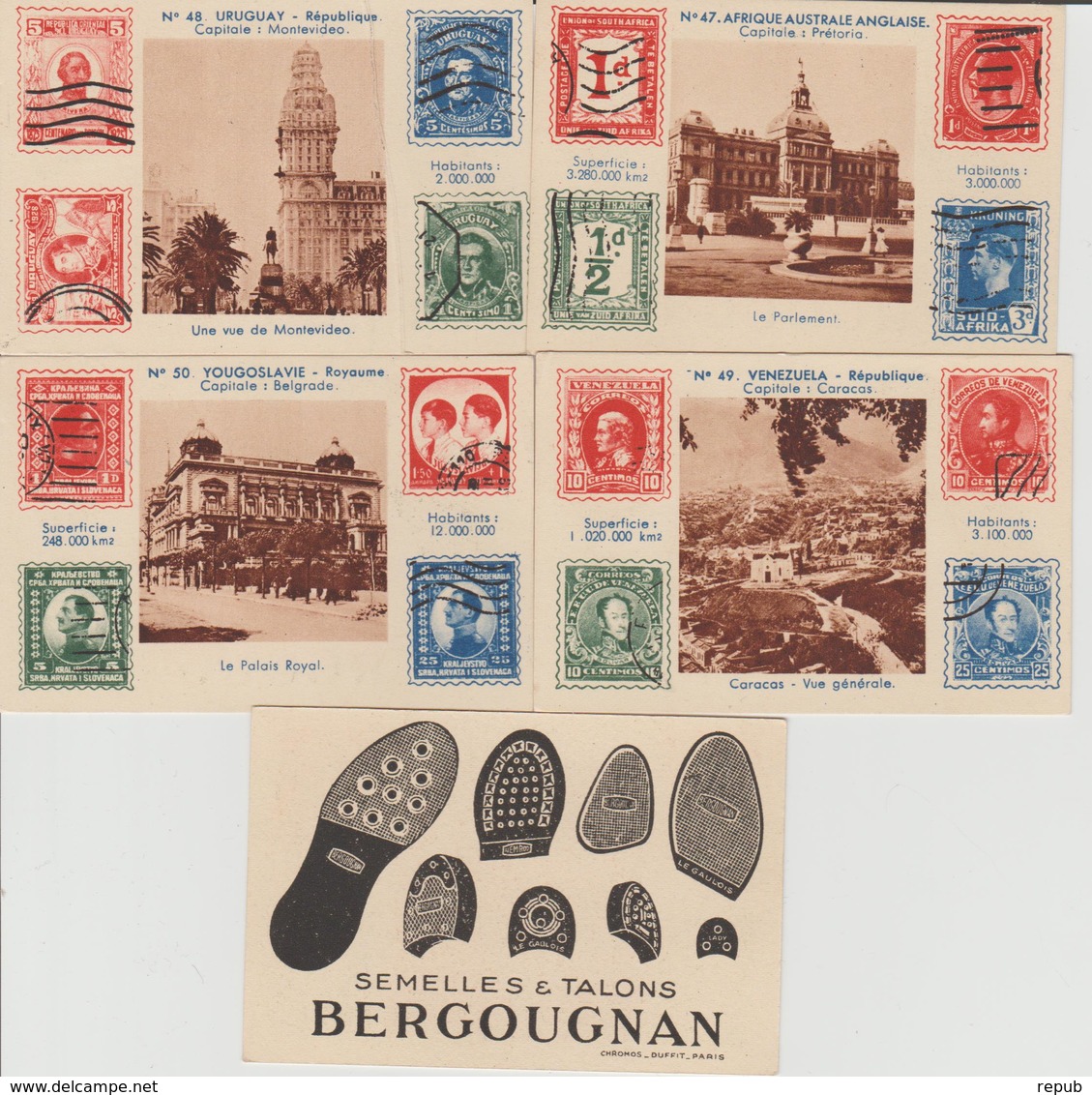 Lot De 10 Chromos Bergougnan N° 41 à 50 Thème Philatélie - Autres & Non Classés