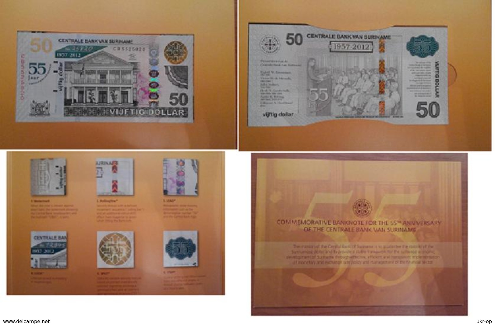 Suriname Surinam - 50 Dollars 2012 UNC Commemorative Ukr-OP - Surinam