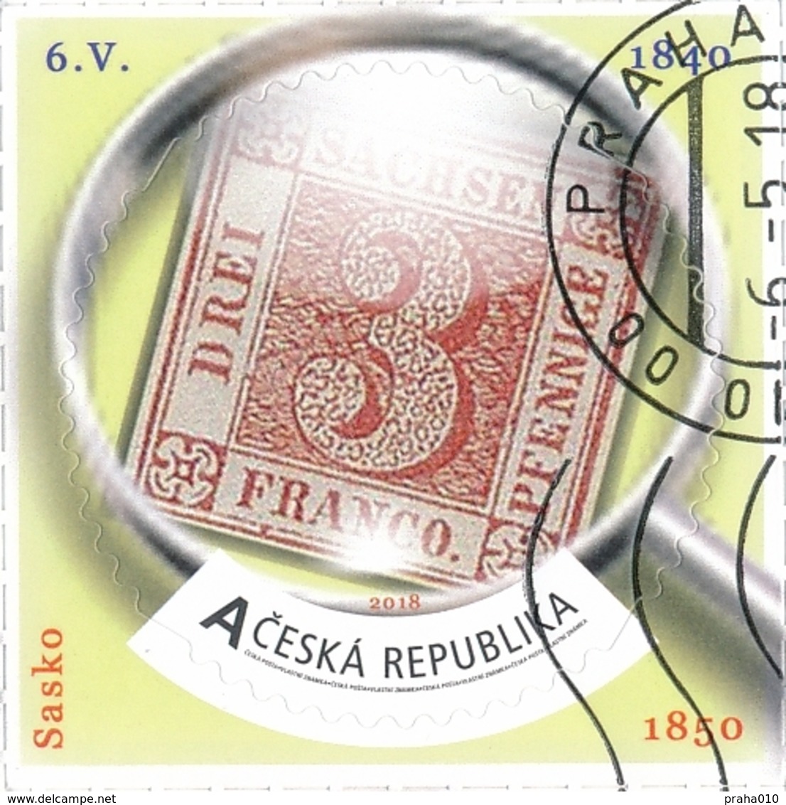 Czech Rep. / My Own Stamps (2018) 0785 (o): The World Of Philately - Rare Postage Stamps: Saxony (1850) - Oblitérés