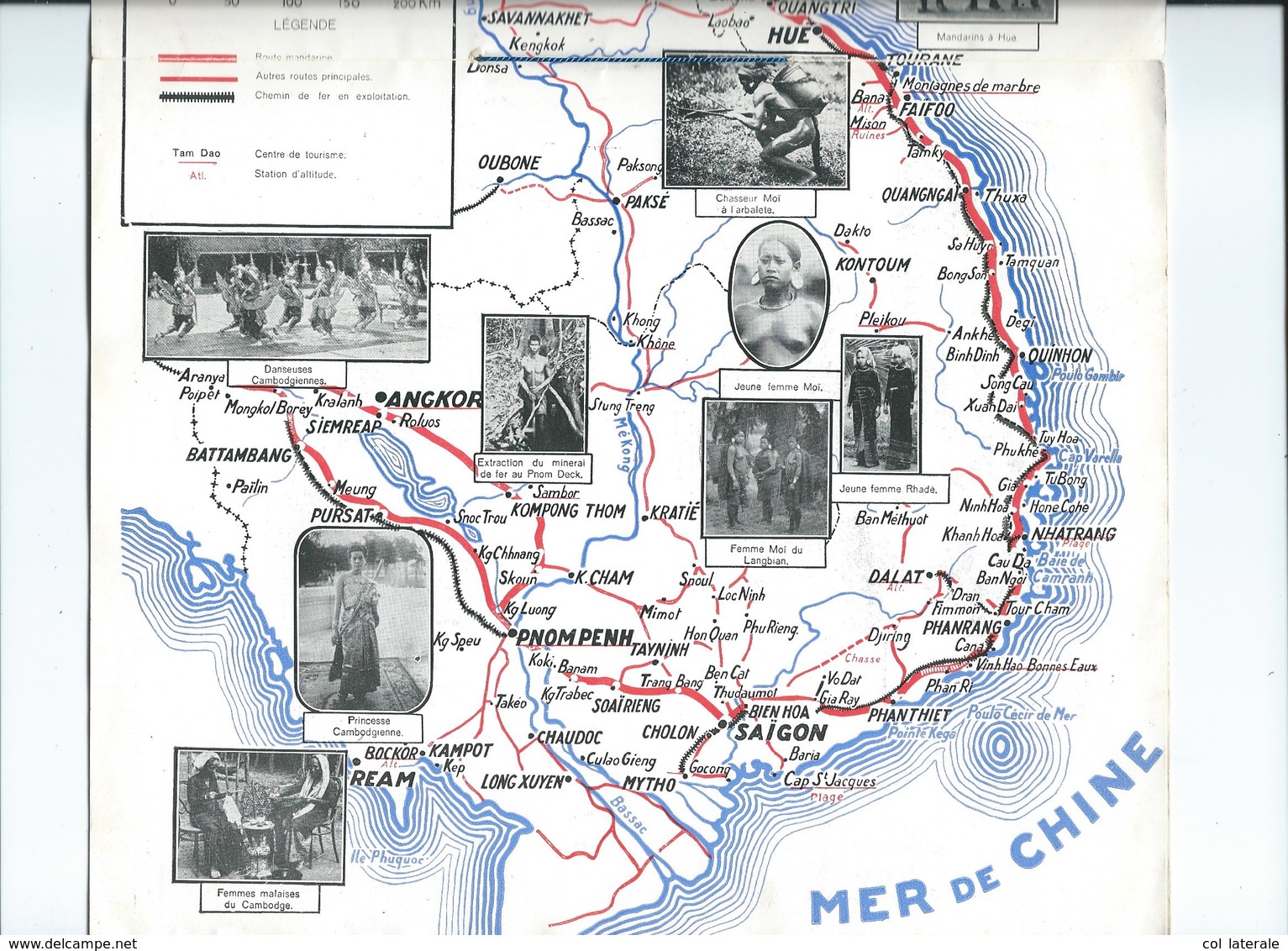 INDOCHINE La Route Mandarine Viet Nam 12 Pages Avec Très Belle Carte 410 X 250 (dépliée) Bien RARE En Français 2 Scans - Dépliants Touristiques