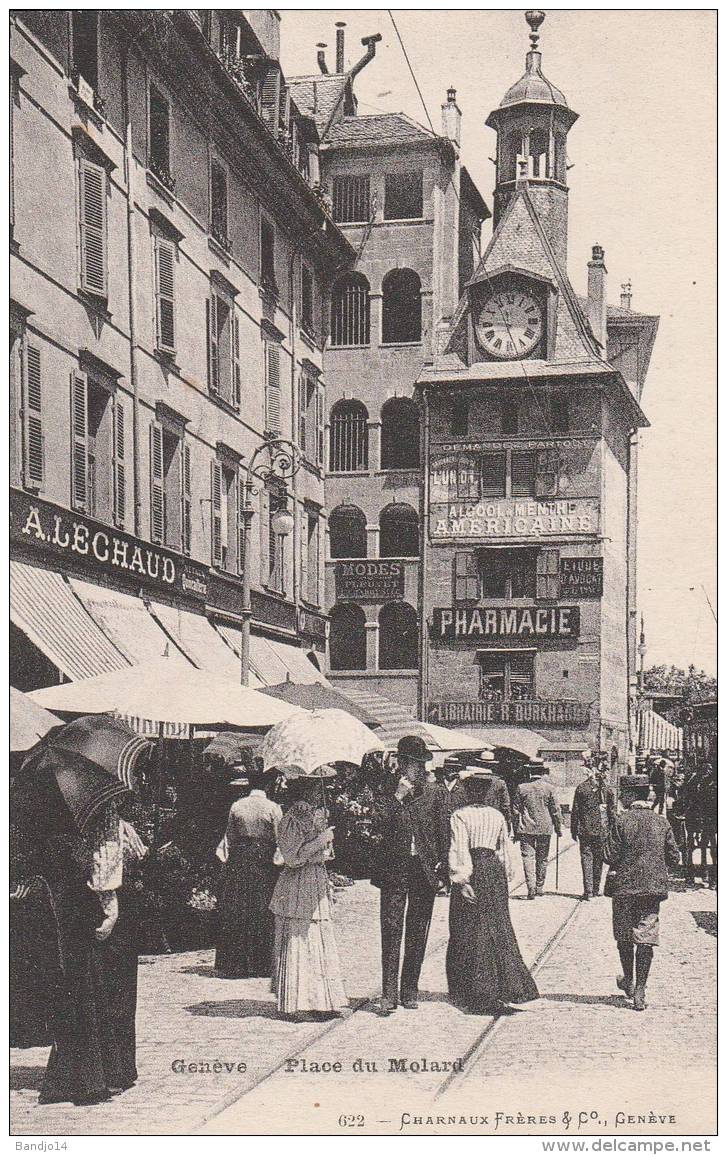 Geneve - Place Du Molard - Belle Animation  - Scan Recto-verso - Genève