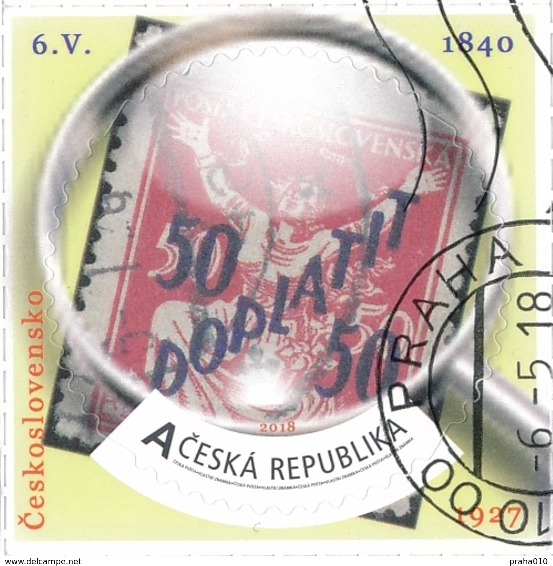 Czech Rep. / My Own Stamps (2018) 0795 (o): The World Of Philately - Postage Stamps Printing Errors: Czechoslovakia 1927 - Oblitérés