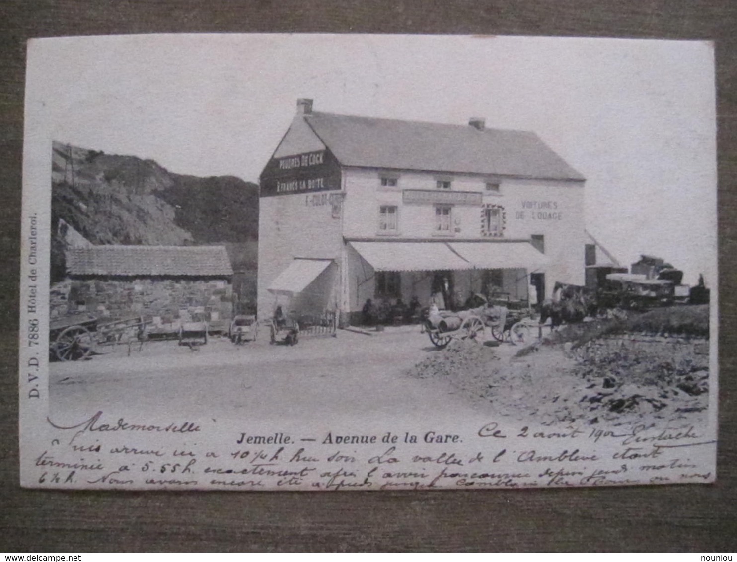 Cpa Jemelle (Rochefort) - Avenue De La Gare - Voitures De Louage - Poudres De Cock - D.V.D. 7886 Culot-Gossiaux 1902 - Rochefort