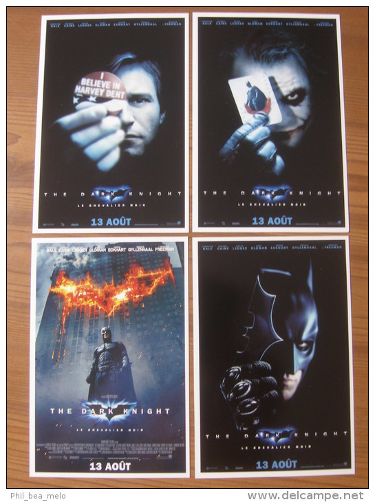 CINEMA - CARTES PROMO DE SORTIE DU FILM - BATMAN, THE DARK NIGHT LE CHEVALIER NOIR - LOT De 4 - Autres & Non Classés