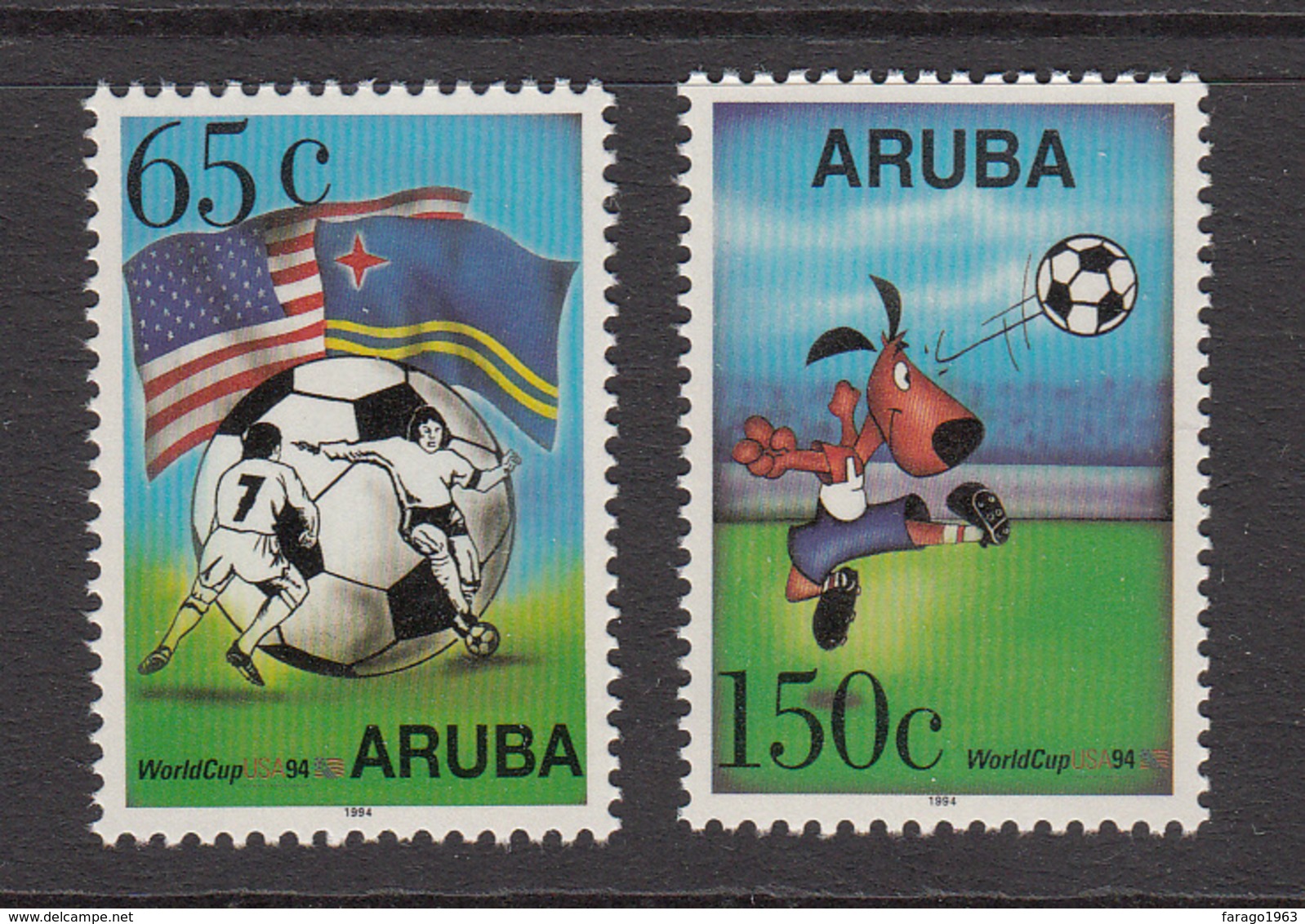 1994 Aruba World Cup Football  Flags Complete Set Of 2  MNH - Niederländische Antillen, Curaçao, Aruba