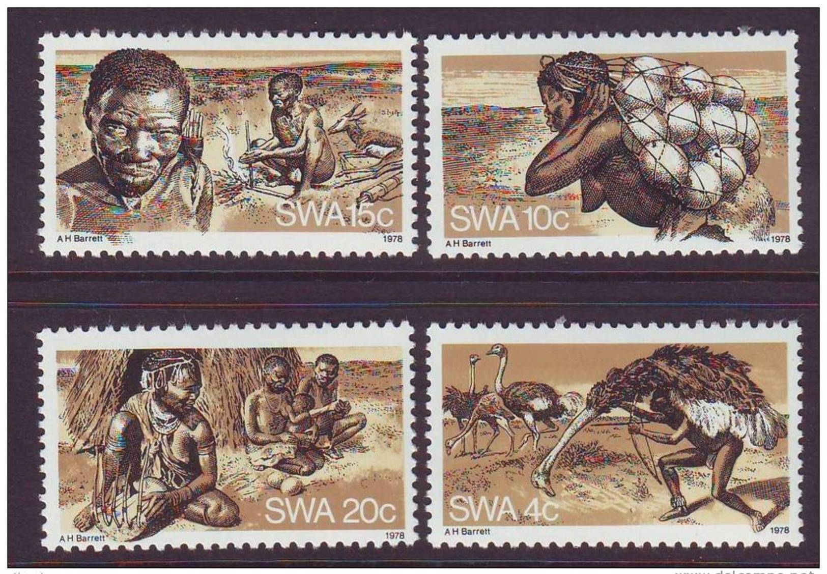 D11053 Namibia 1978 South West Africa BUSHMAN OSTRICHES Birds MNH Set  - SWA Namibie Sudwes Afrika - Namibië (1990- ...)