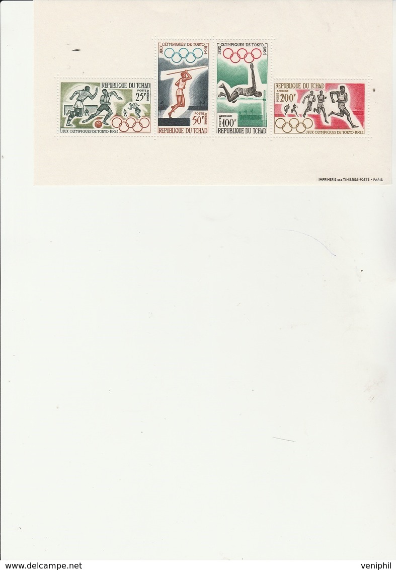 TCHAD - BLOC FEUILLET N° 1  NEUF SANS CHARNIERE- J.O.TOKIO - ANNEE 1964 -COTE : 12 € - Chad (1960-...)