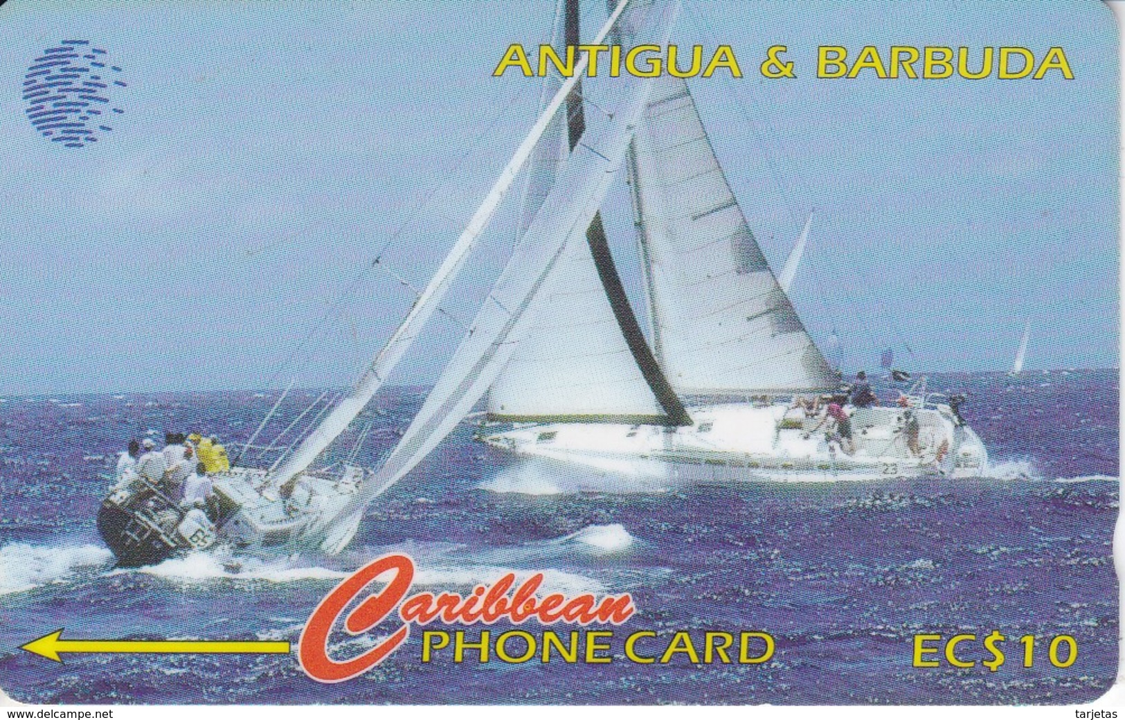 TARJETA DE ANTIGUA Y BARBUDA DE UNOS VELEROS 239CATA (rozada) - Antigua And Barbuda