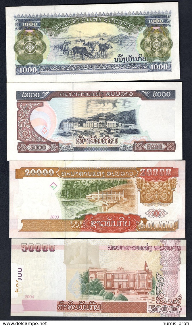 Laos - 1000 Kip 2003 + 5000 Kip 2003 + 20000 Kip 2003 + 50000 Kip 2004 - Laos