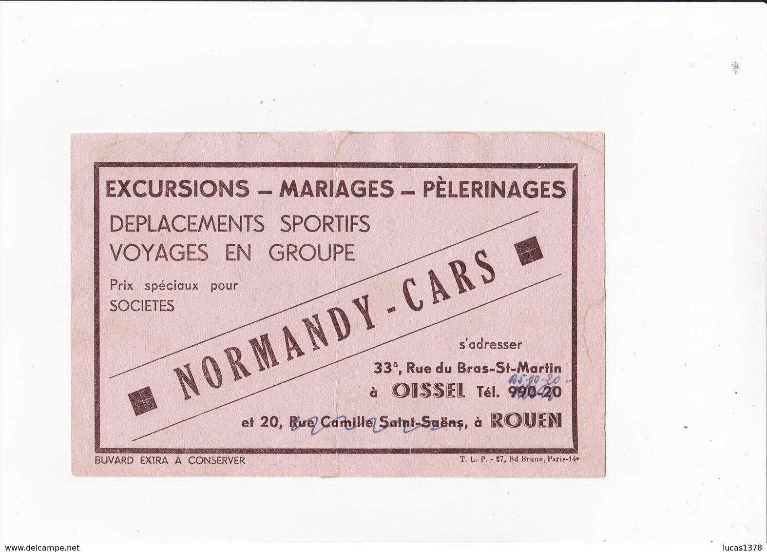 NORMANDY CARS / EXCURSIONS MARIAGES / ROUEN / RUE DU BRAS ST MARTIN / RARE - Trasporti