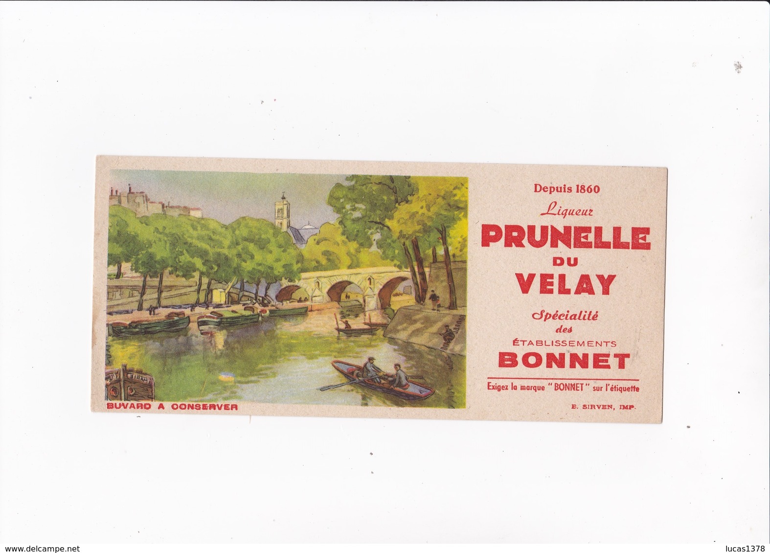 LIQUEUR PRUNELLE DU VELAY / ETABLISSEMENTS BONNET / RARE ET BEAU BUVARD - Liquor & Beer