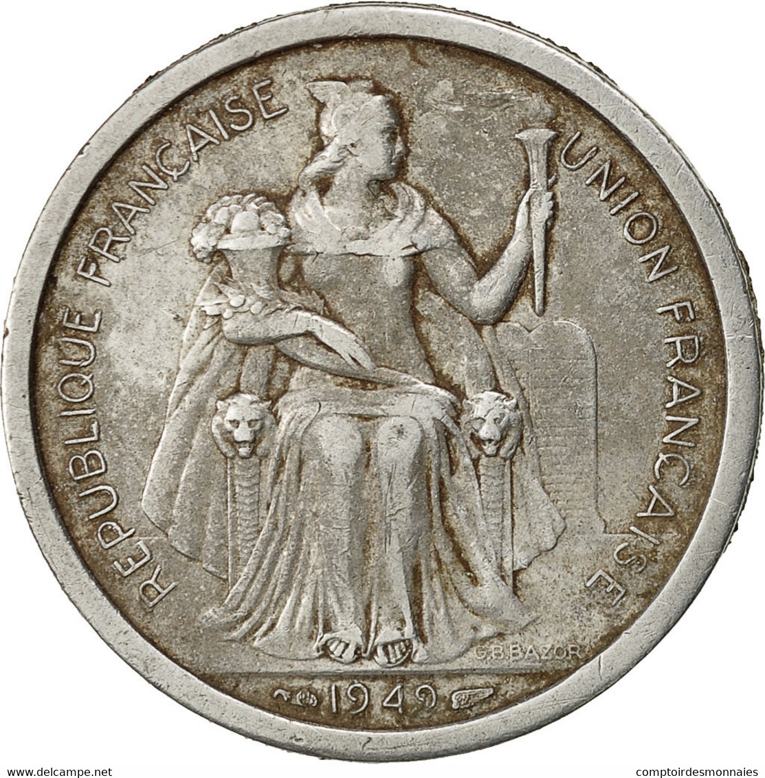 Nouvelle-Calédonie, 2 Francs, 1949, Paris, TB, Aluminium, KM:3 - Nuova Caledonia