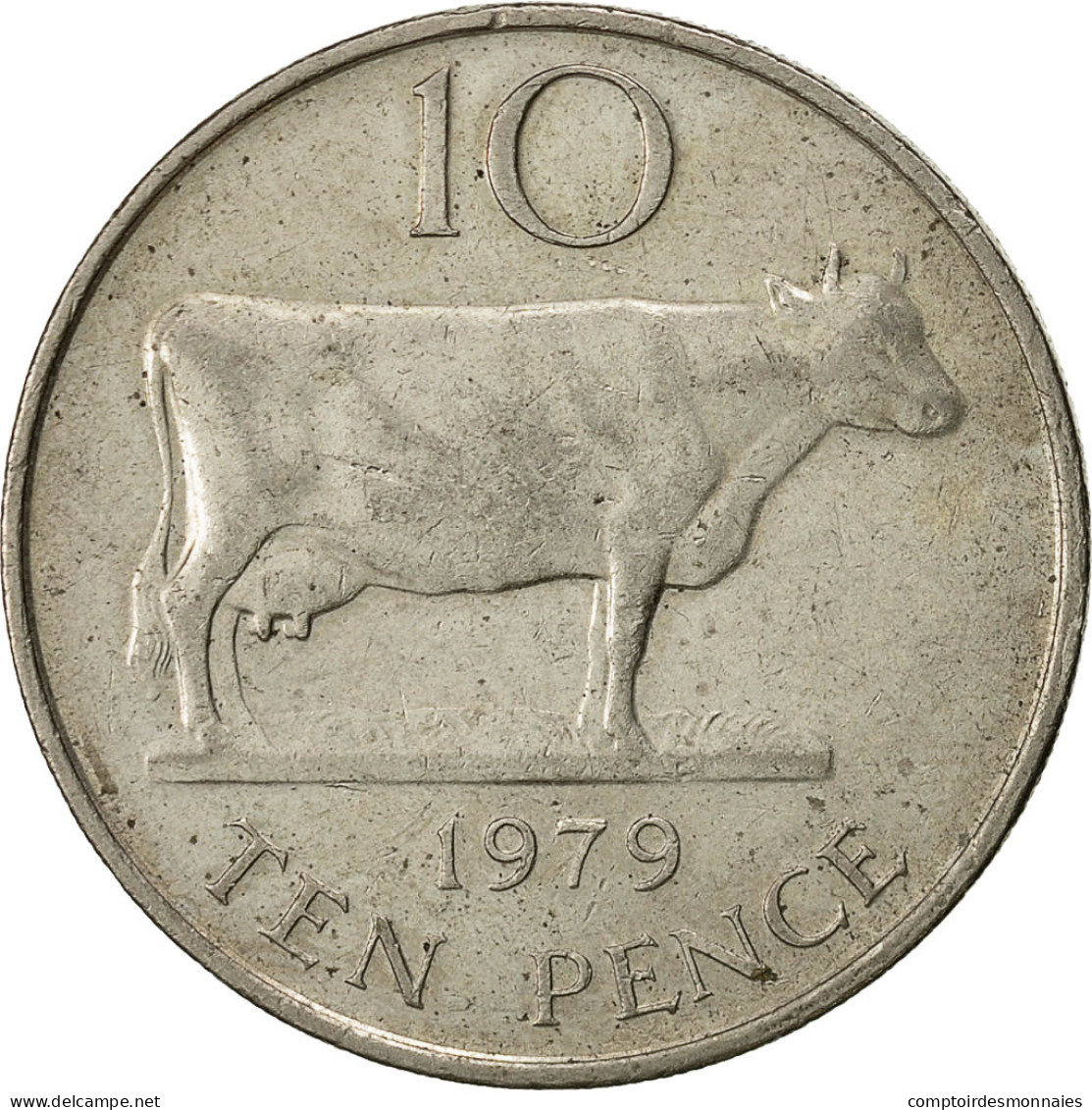 Guernsey, Elizabeth II, 10 Pence, 1979, Heaton, TTB, Copper-nickel, KM:30 - Guernesey