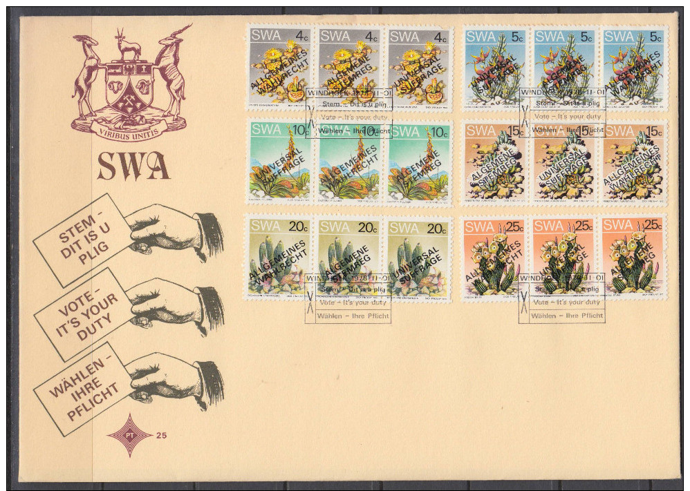 D80731 South West Africa 1980 VOTING CACTII Flowers Succulents FDC - SWA Namibia Namibie - Namibia (1990- ...)