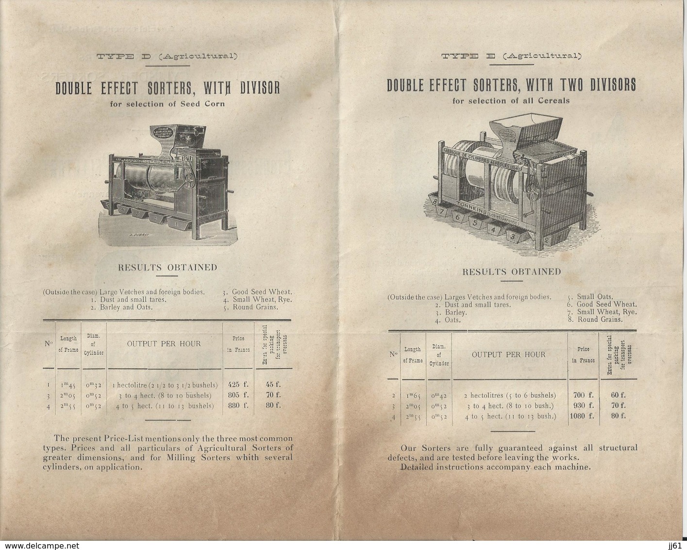 TONNEINS BARADEAU PELLETANT FABRIQUE DE TRIEURS GRAINS SORTERS CATALOGUE EN ANGLAIS ANNEE 1919 - Andere & Zonder Classificatie