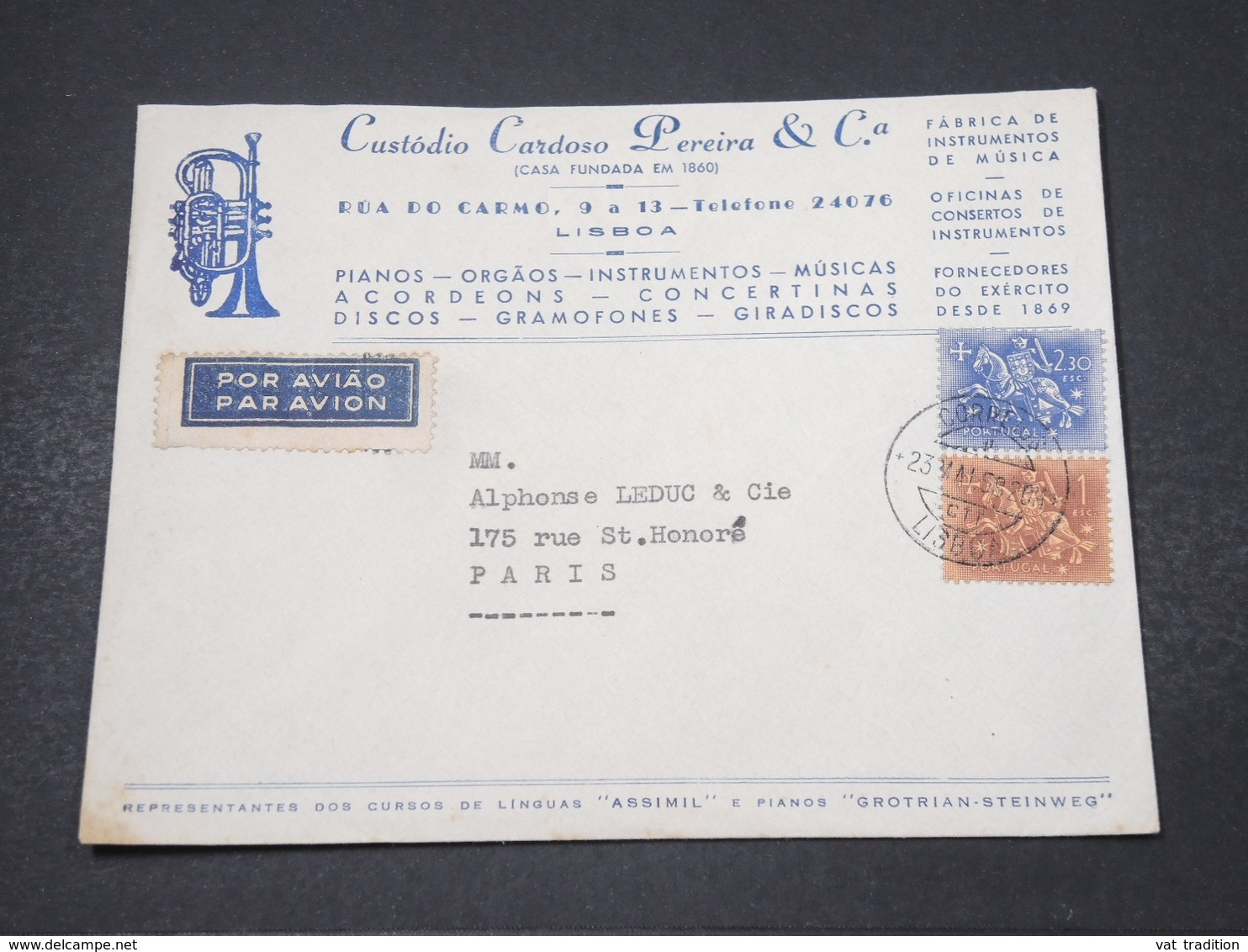 PORTUGAL - Enveloppe Commerciale De Lisboa Pour Paris En 1958 - L 16850 - Lettres & Documents