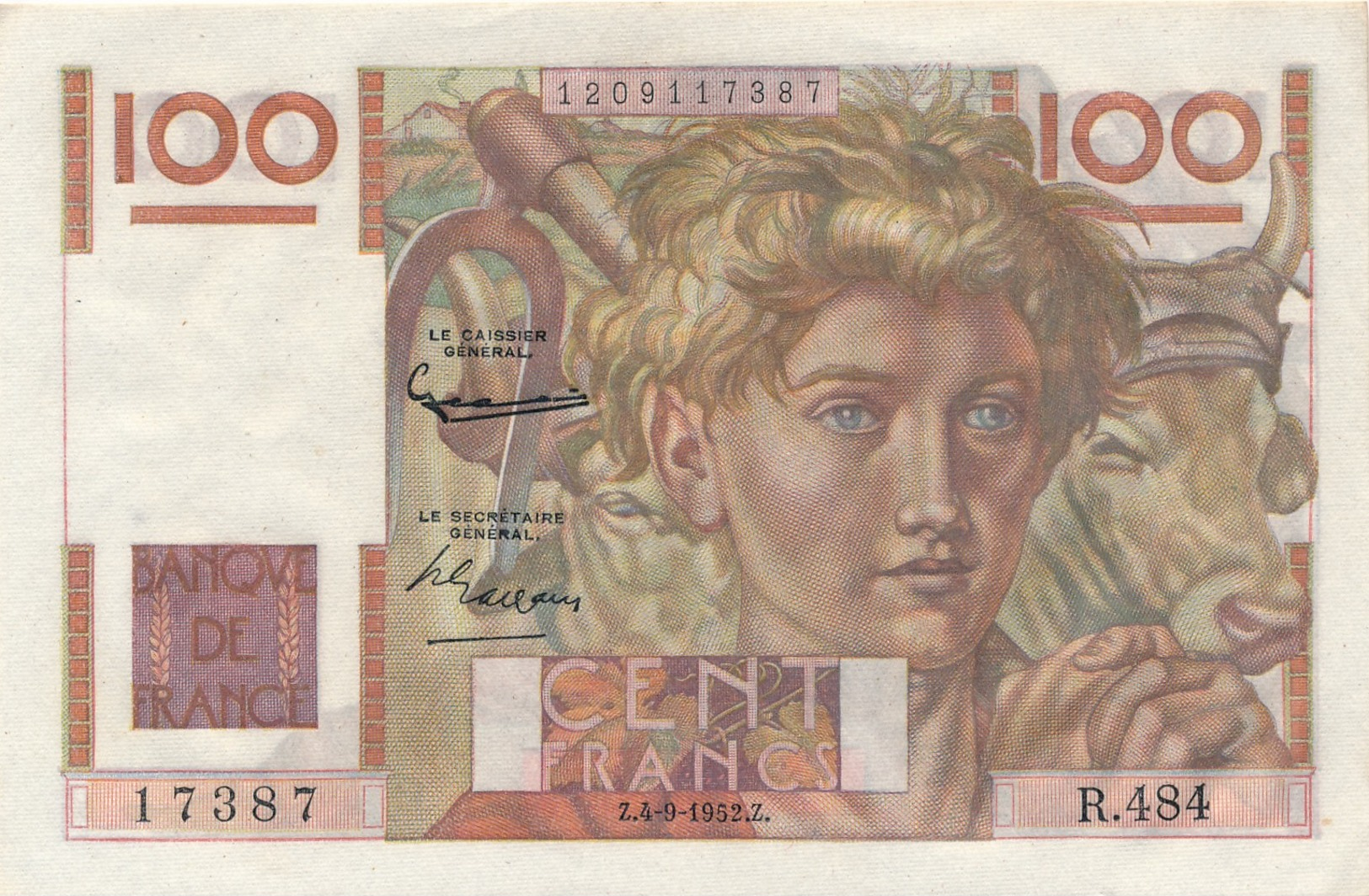 H139 - Billet 100 Francs Type Jeune Paysan 1952 - 100 F 1945-1954 ''Jeune Paysan''