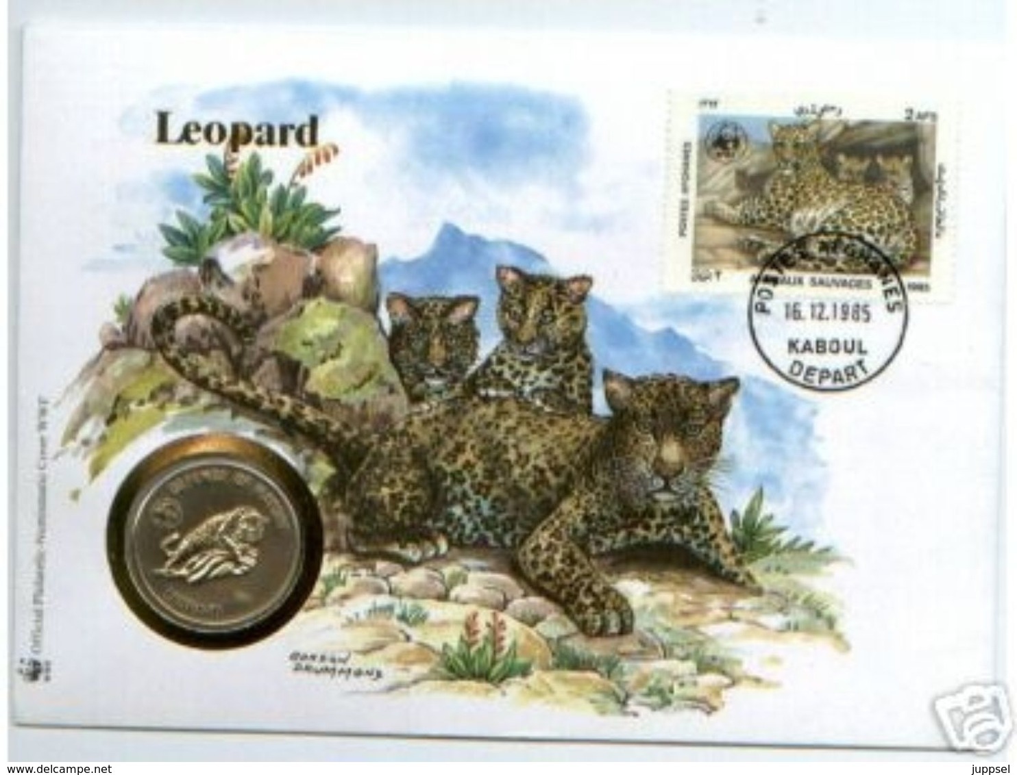 WWF NUMISBRIEF, AFGHANISTAN, Leopard  /  COIN COVER, Leopard  /  ENVELOPPE NUMISMATIQUE, L`AFGHANISTAN, Léopard   1985 - Lettres & Documents