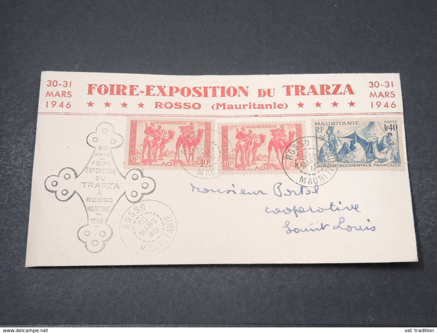 MAURITANIE - Enveloppe De La Foire Exposition Du Trarza à Rosso En 1946 - L 16868 - Brieven En Documenten