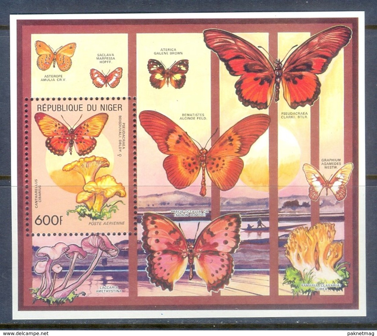 E153- Niger 1991. Butterfly Mushroom. Schmetterlinge Und Pilze. - Butterflies
