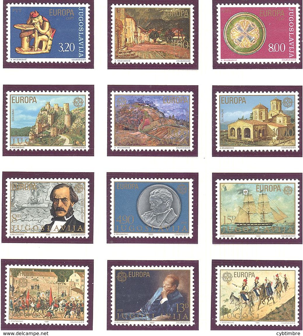 Yougoslavie:Yvert N° Europa  1524-1524 1607-1608 1711-1712 1769-1770 1804-1805**; MNH; Cote 10.00€ - Collections, Lots & Series