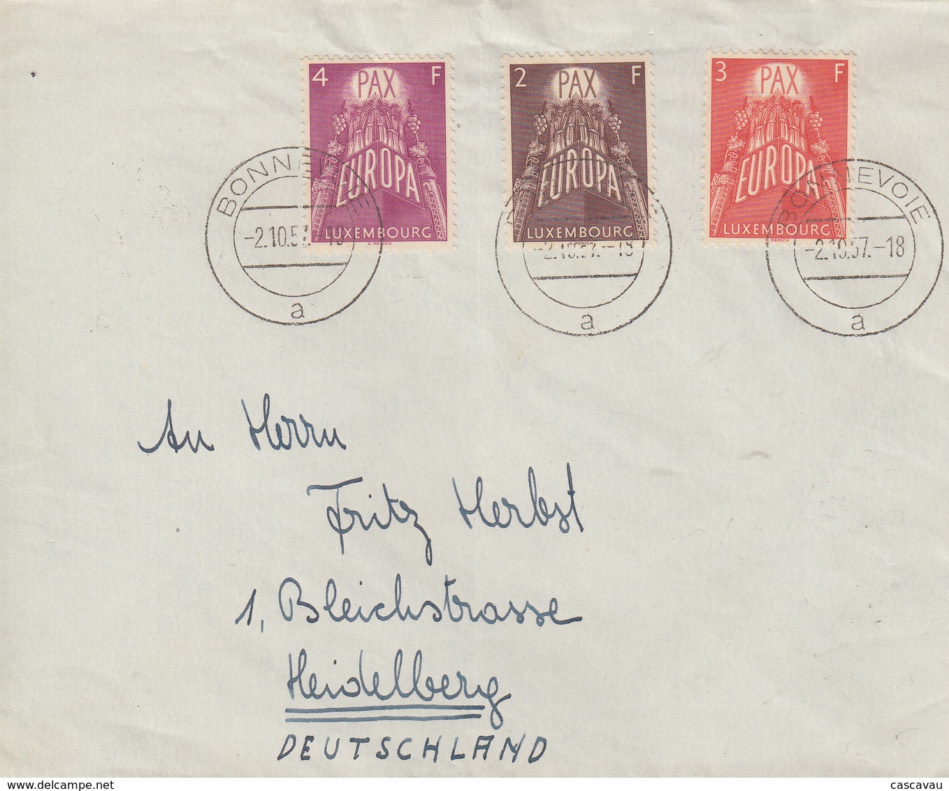 Enveloppe   LUXEMBOURG   Série    EUROPA   1957 - 1957