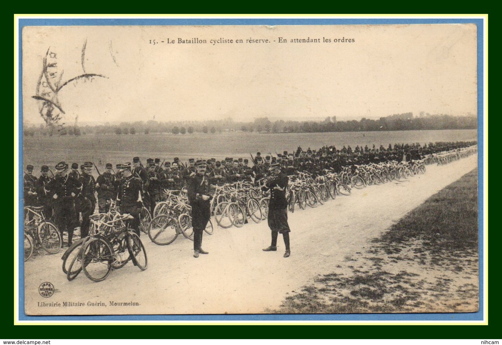 CPA Le Bataillon Cycliste En Réserve En Attendant Les Ordres Voy Sem. 1906 Mourmelon Le Grand ( CP à Dos Collé) Vélo - Camp De Châlons - Mourmelon