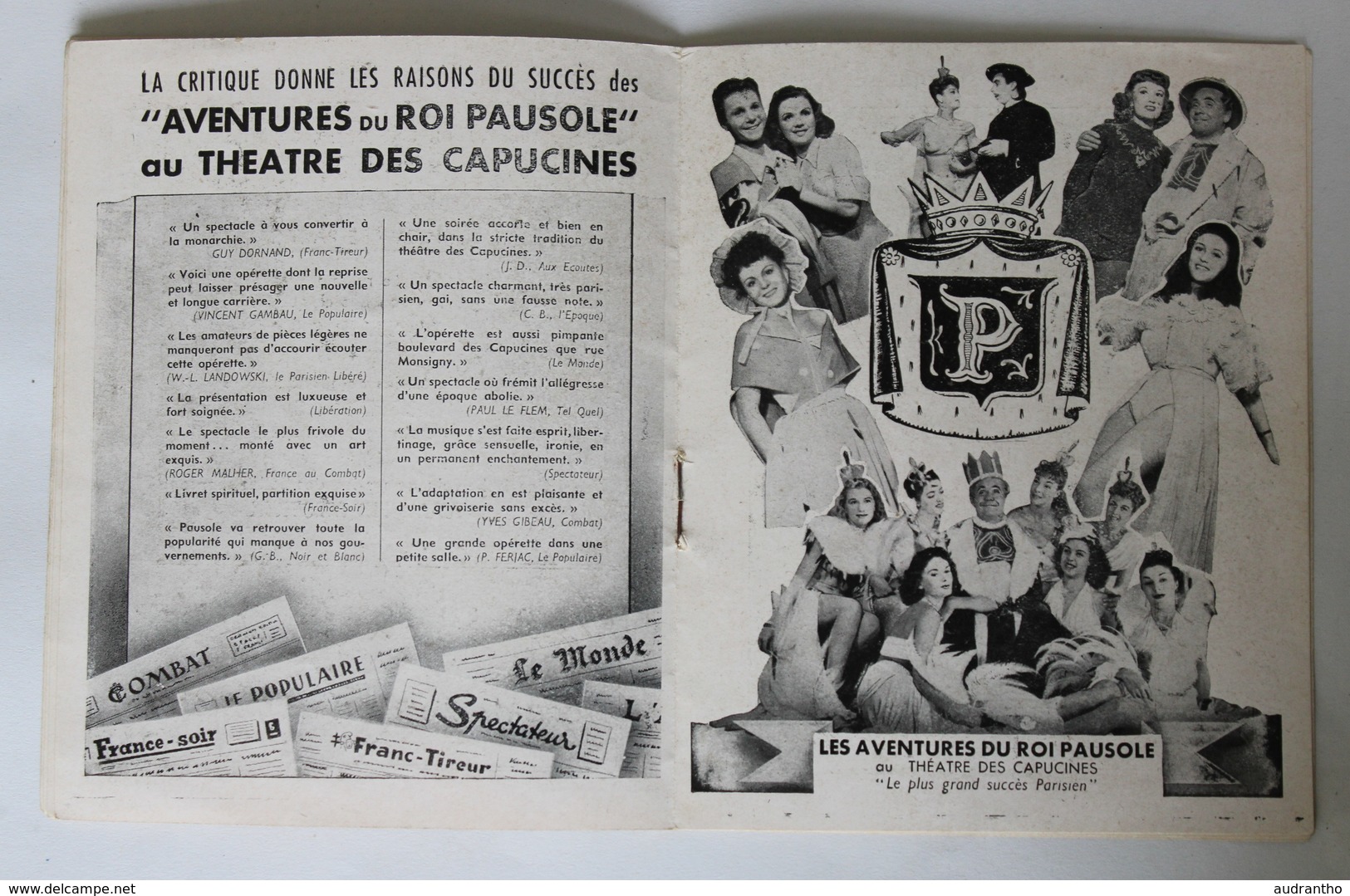 programme rare Edith PIAF théatre Music Hall ABC Les Compagnons de la chanson Marcel Bonel accordéoniste de Piaf