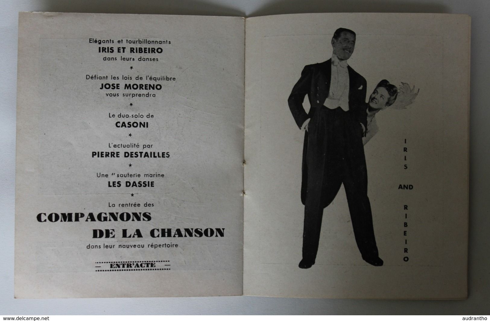 programme rare Edith PIAF théatre Music Hall ABC Les Compagnons de la chanson Marcel Bonel accordéoniste de Piaf