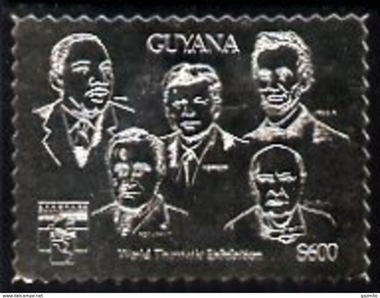 Guyana 1992, Philaexpo Genova92, Kennedy, M.L.King, Lincoln, Churchill, 1Val SILVER - Martin Luther King