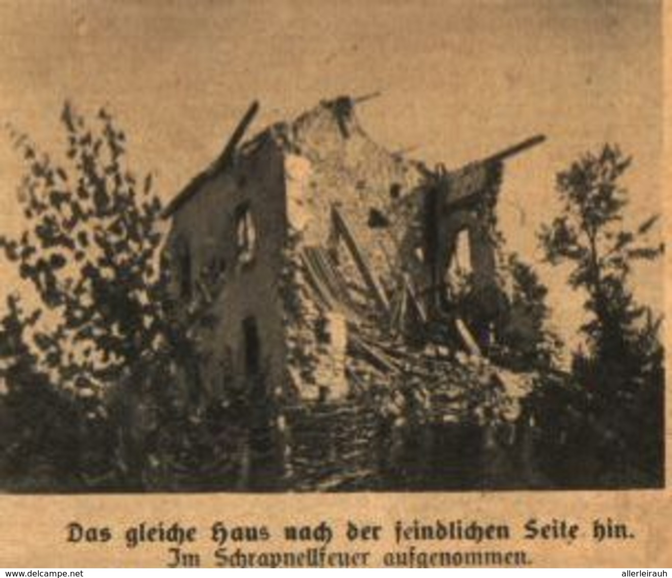 Vom Stellungskrieg: Ein Haus Zwischen Den Gräben /Druck,entnommen Aus Zeitschrift /1916 - Paketten