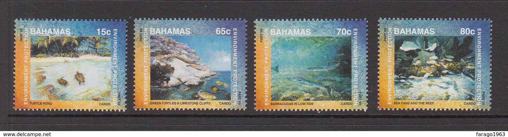 1999 Bahamas Environmental Protection Turtles Fish Marine Life Complete Set Of 4  MNH - Bahamas (1973-...)