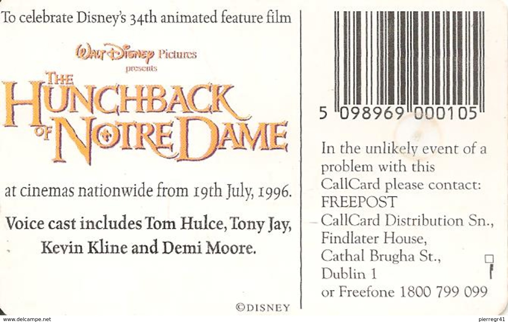 TC-PUCE-IRLANDE-10u-GEM-DISNEY-HUNCHBACK-TBE - - Disney