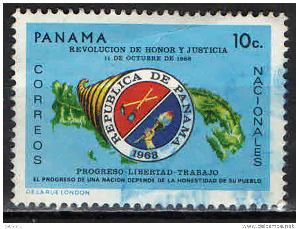 PANAMA - 1969 - CORNUCOPIA E MAPPA DI PANAMA - USATO - Panama