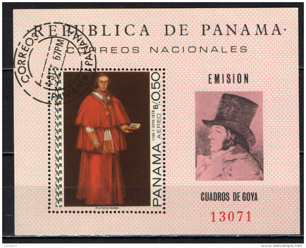 PANAMA - 1967 - DIPINTI DI GOYA - SOUVENIR SHEET - USATO - Panama