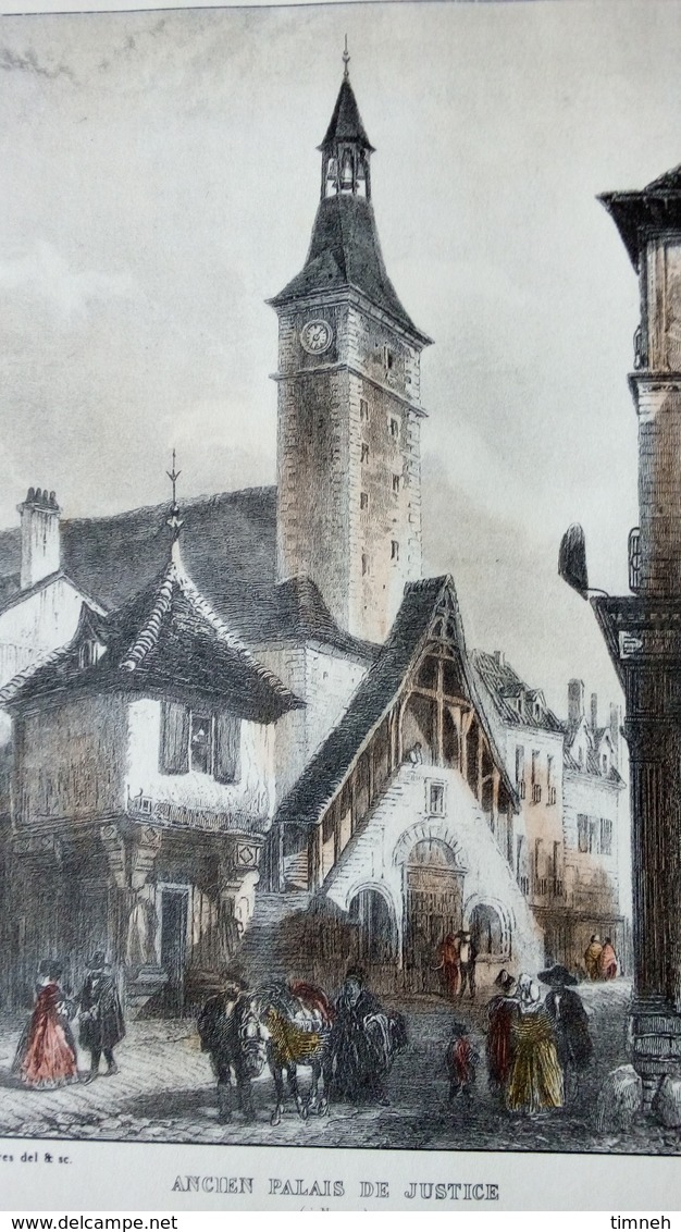 LITHOGRAPHIE COULEUR - NEVERS ANCIEN PALAIS DE JUSTICE animé - par ROUARGE FRERES -