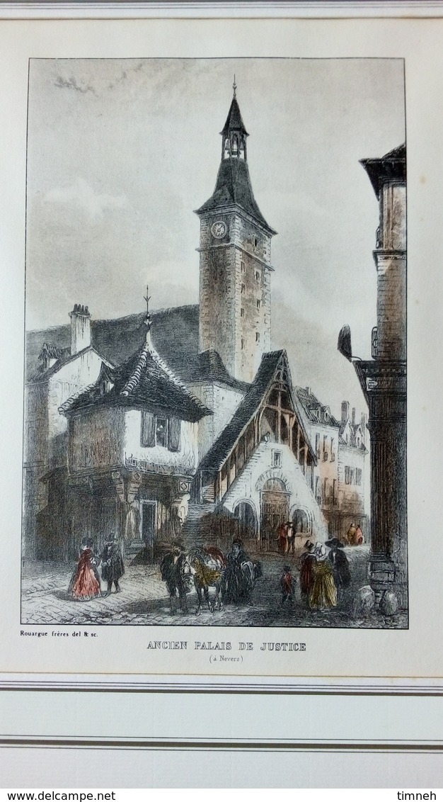 LITHOGRAPHIE COULEUR - NEVERS ANCIEN PALAIS DE JUSTICE animé - par ROUARGE FRERES -