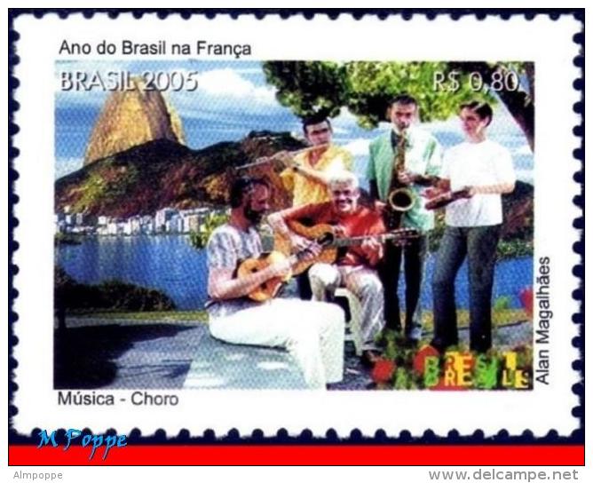 Ref. BR-2958B BRAZIL 2005 - BRAZIL YEAR IN FRANCE,, MUSICIANS, CHORO, MNH, MUSIC 1V Sc# 2958B - Music