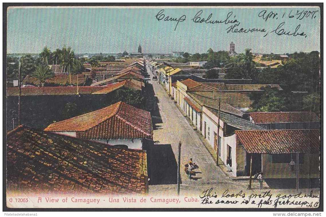 POS-959 CUBA POSTCARD 1907. CAMAGUEY. CAMP COLUMBIA POSTMARK. - Cuba