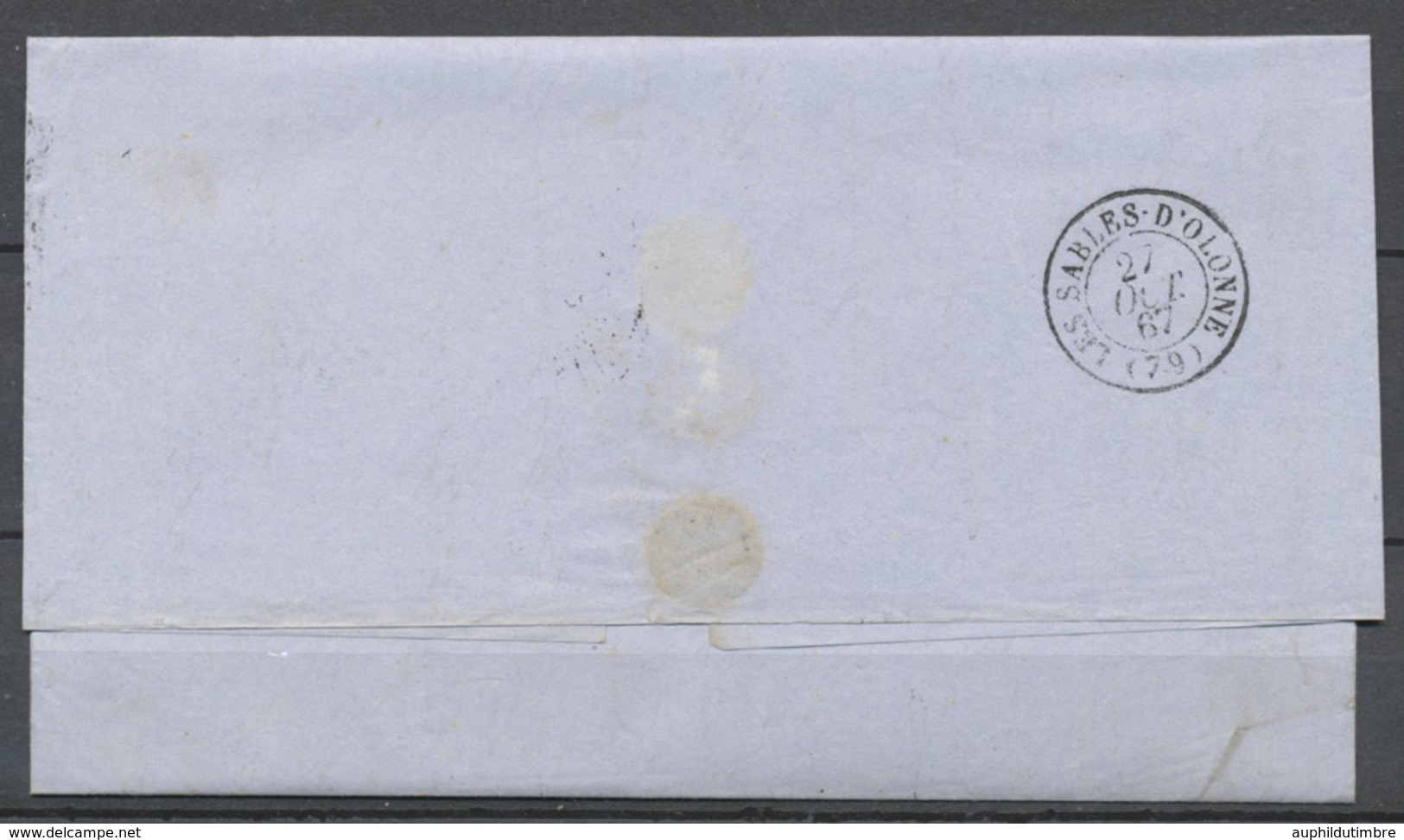 1867 Lettre N°22 20c Bleu GC532 Bordeaux Boite Mobile TB K916 - 1849-1876: Période Classique