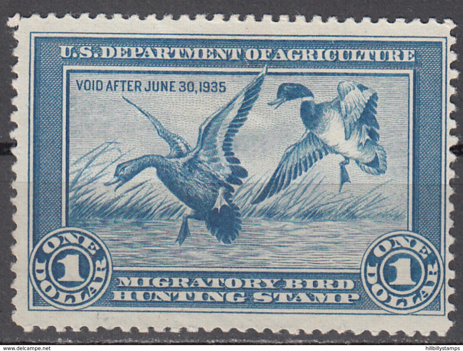 UNITED STATES   SCOTT NO. RW1   MINT NO GUM     YEAR  1934 - Duck Stamps