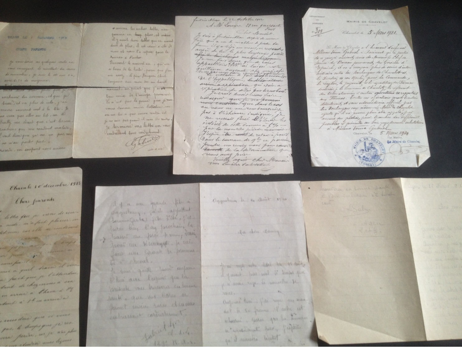 Lot Lettres Correspondance 1913-1921 + 1 Mairie Tampon - Collections