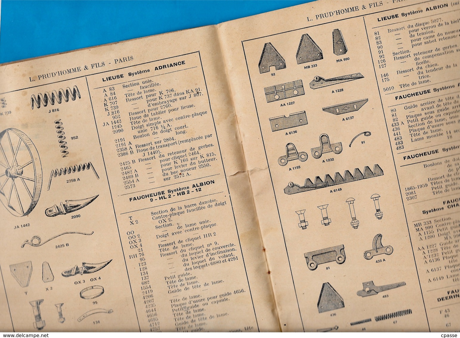 En L'état AGRICULTURE 1931 - Fournitures Pour Réparation Machines Agricoles L. PRUD'HOMME & FILS 75010 Paris - Other Plans