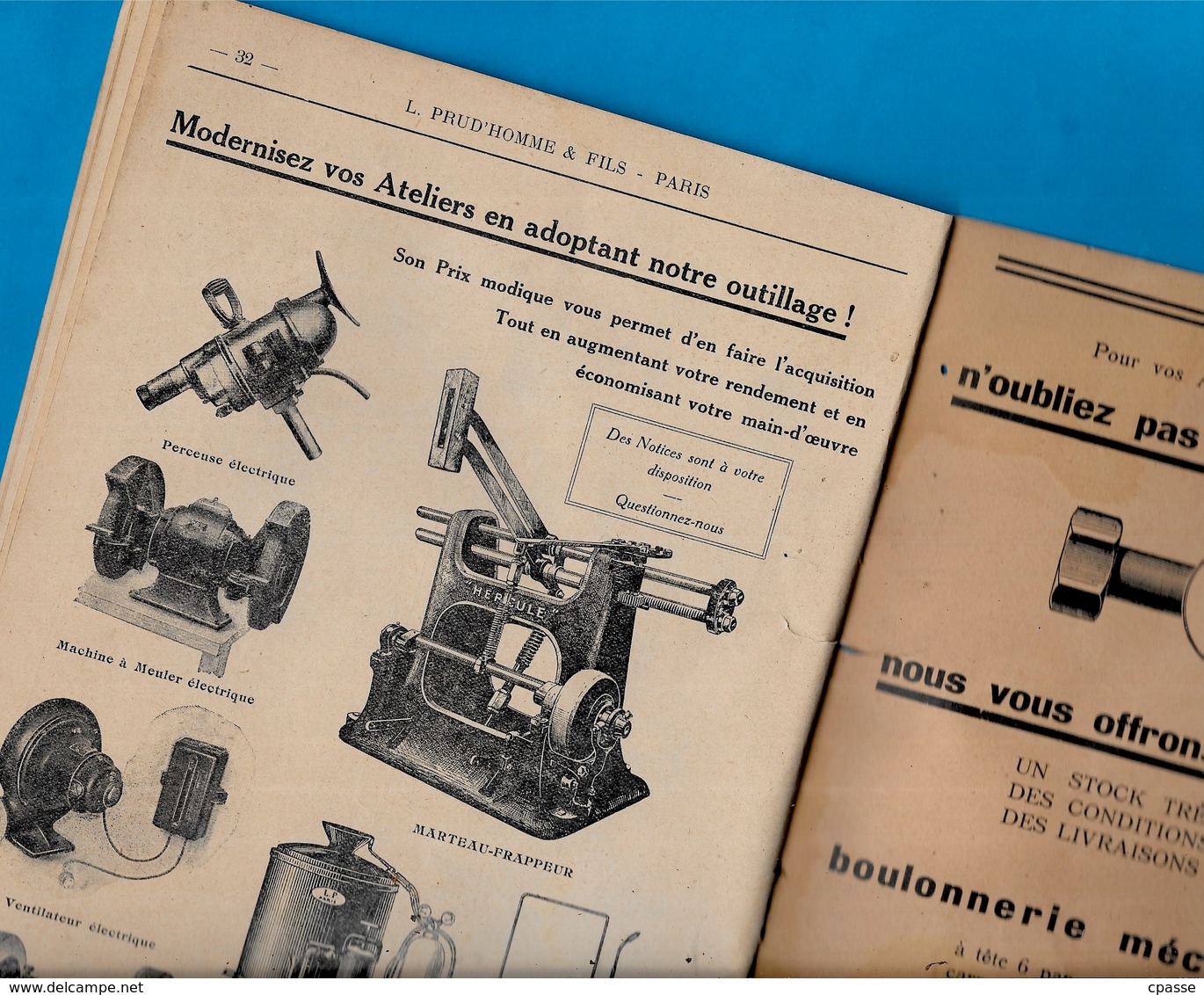 en l'état AGRICULTURE 1931 - Fournitures pour Réparation Machines Agricoles L. PRUD'HOMME & FILS 75010 Paris