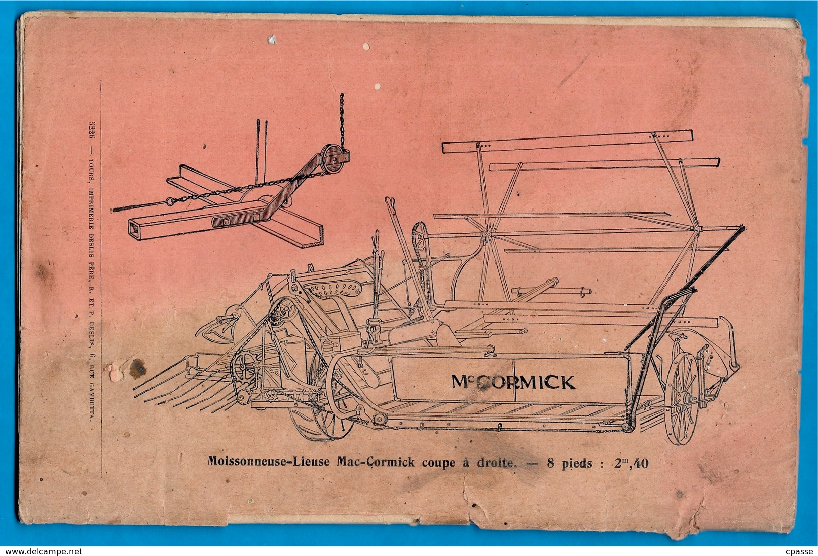 En l'état AGRICULTURE Moissonneuse-Lieuse McCORMICK Pièces de rechanges R. WALLUT 75019 Paris Mac Mc Cormick Matériel