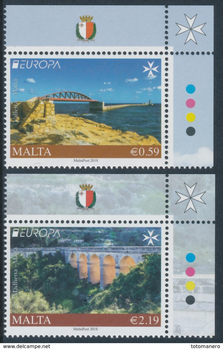 MALTA EUROPA 2018 "Bridges" Set Of 2v** - 2018