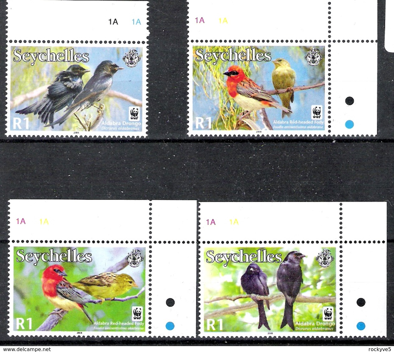 Seychelles 2008 Drongos + Fody MNH CV £3.00 - Songbirds & Tree Dwellers