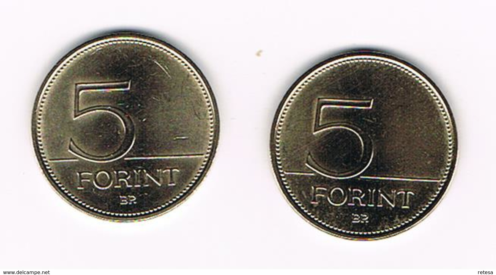 HONGARIJE  2 X 5 FORINT  1994/95 - Hongrie